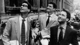 Renato Sironi, Alberto Sironi e Massimiliano Bianchini, soci fondatori di Alpha Test, davanti all'Università di Milano (photo credit: Carlo Orsi, 1997)